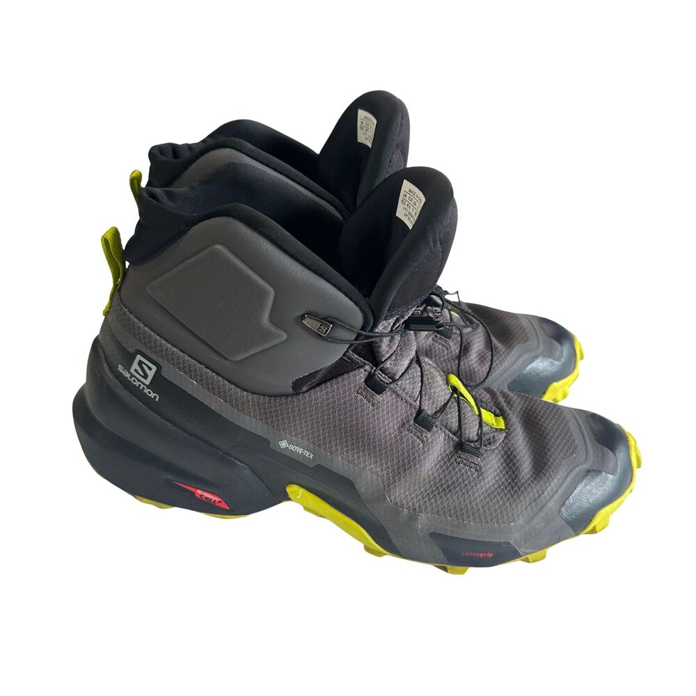 Salomon Cross Hike Mid GTX Men's Size 11 Hiking Boots Gore-Tex Gray Black Lime - Picture 3 of 11